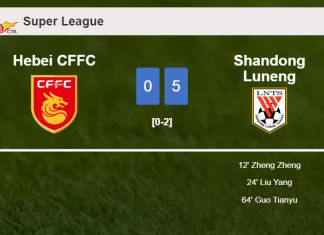 Shandong Luneng overcomes Hebei CFFC 5-0 after playing a incredible match