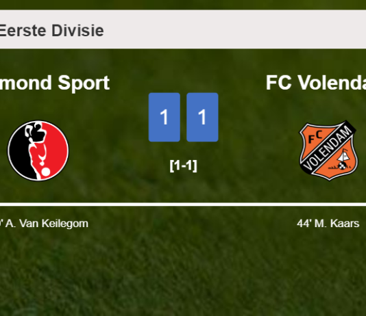 Helmond Sport and FC Volendam draw 1-1 on Friday