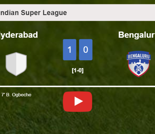 Hyderabad defeats Bengaluru 1-0 with a goal scored by B. Ogbeche. HIGHLIGHTS