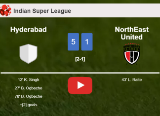 Hyderabad estinguishes NorthEast United 5-1 after playing a great match. HIGHLIGHTS