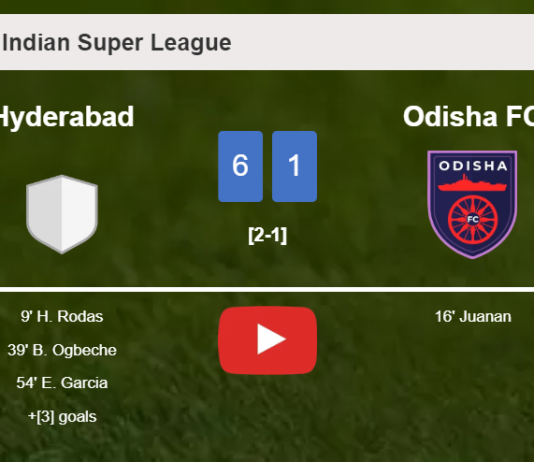 Hyderabad obliterates Odisha FC 6-1 with a superb match. HIGHLIGHTS