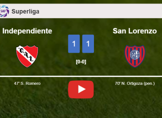 Independiente and San Lorenzo draw 1-1 after S. Romero didn't convert a penalty. HIGHLIGHTS