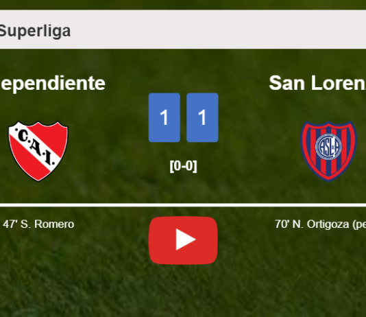 Independiente and San Lorenzo draw 1-1 after S. Romero didn't convert a penalty. HIGHLIGHTS