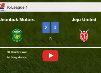 Jeonbuk Motors defeats Jeju United 2-0 on Sunday. HIGHLIGHTS