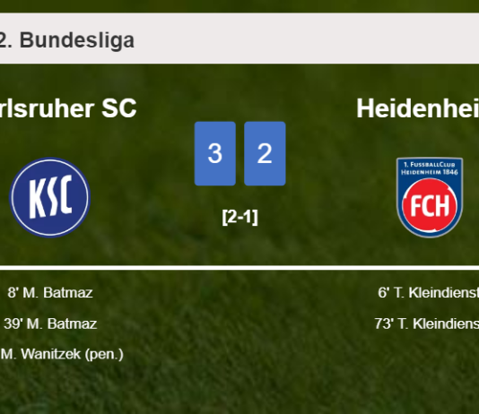 Karlsruher SC tops Heidenheim 3-2