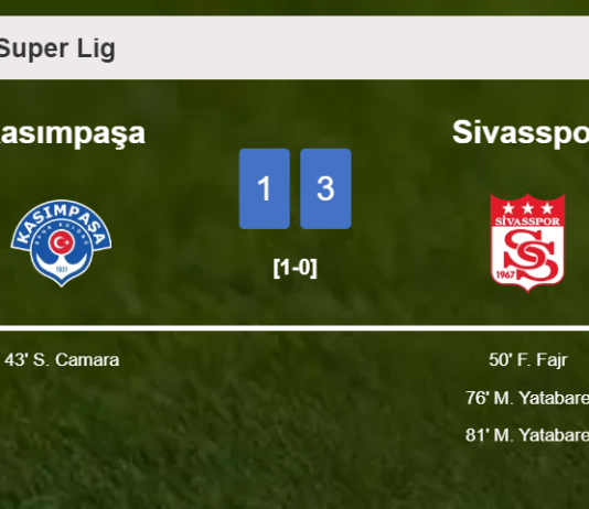 Sivasspor tops Kasımpaşa 3-1 after recovering from a 0-1 deficit