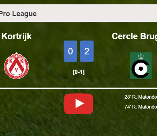 R. Matondo scores 2 goals to give a 2-0 win to Cercle Brugge over Kortrijk. HIGHLIGHTS