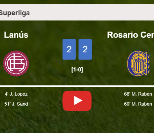 Rosario Central manages to draw 2-2 with Lanús after recovering a 0-2 deficit. HIGHLIGHTS