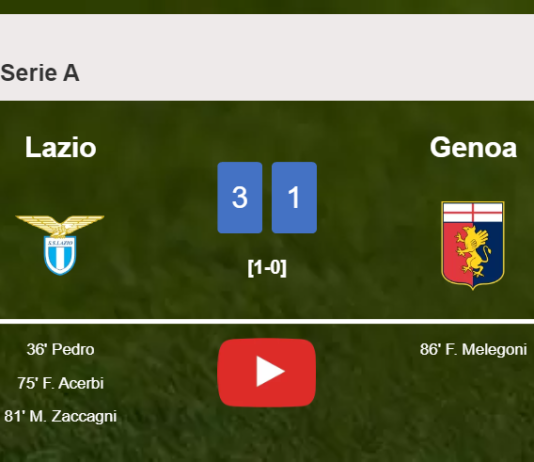 Lazio tops Genoa 3-1. HIGHLIGHTS