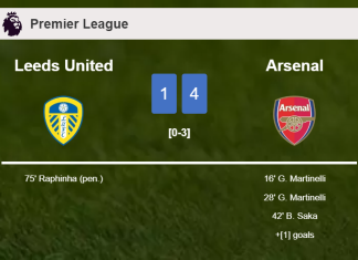 Arsenal conquers Leeds United 4-1
