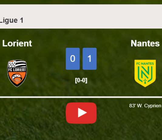 Nantes conquers Lorient 1-0 with a goal scored by W. Cyprien. HIGHLIGHTS
