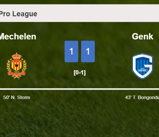 Mechelen and Genk draw 1-1 on Sunday