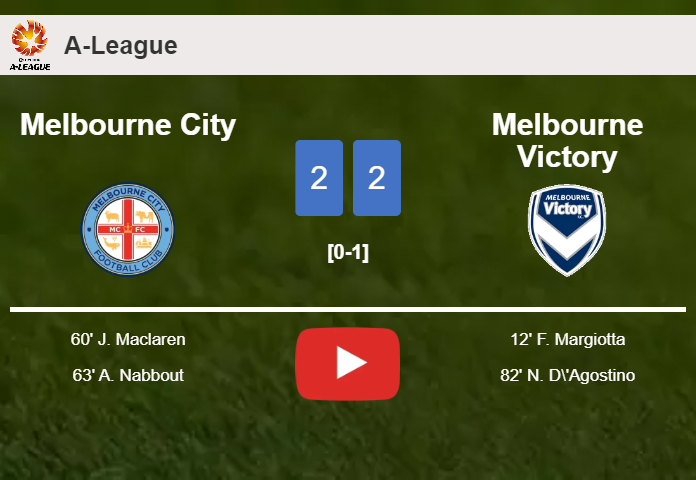Melbourne City and Melbourne Victory draw 2-2 on Saturday. HIGHLIGHTS ...