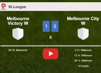 Melbourne City W tops Melbourne Victory W 5-1 with 5 goals from H. Wilkinson. HIGHLIGHTS
