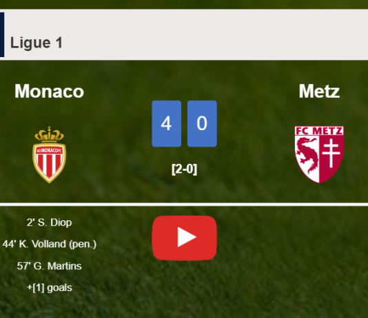 Monaco destroys Metz 4-0 with a superb performance. HIGHLIGHTS