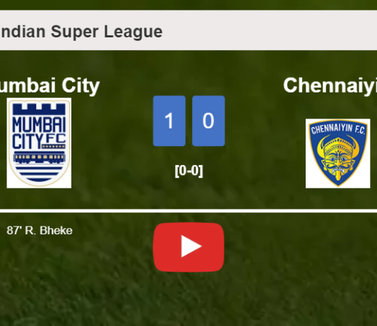 Mumbai City beats Chennaiyin 1-0 with a late goal scored by R. Bheke. HIGHLIGHTS