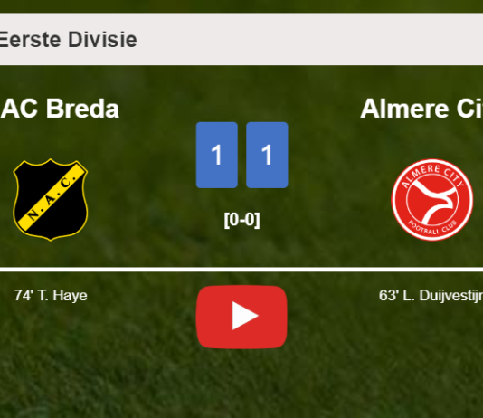 NAC Breda and Almere City draw 1-1 on Friday. HIGHLIGHTS