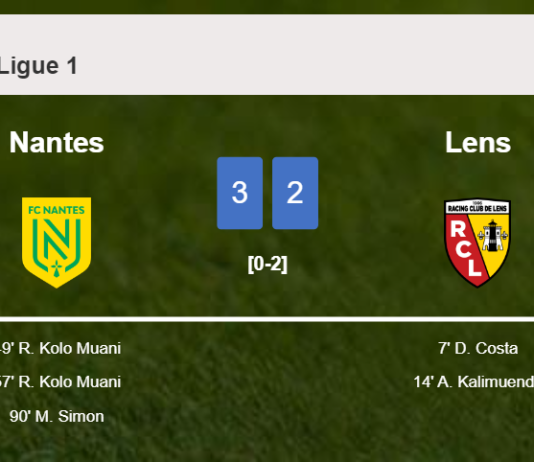 Nantes defeats Lens after recovering from a 0-2 deficit