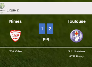 Toulouse overcomes Nîmes 2-1