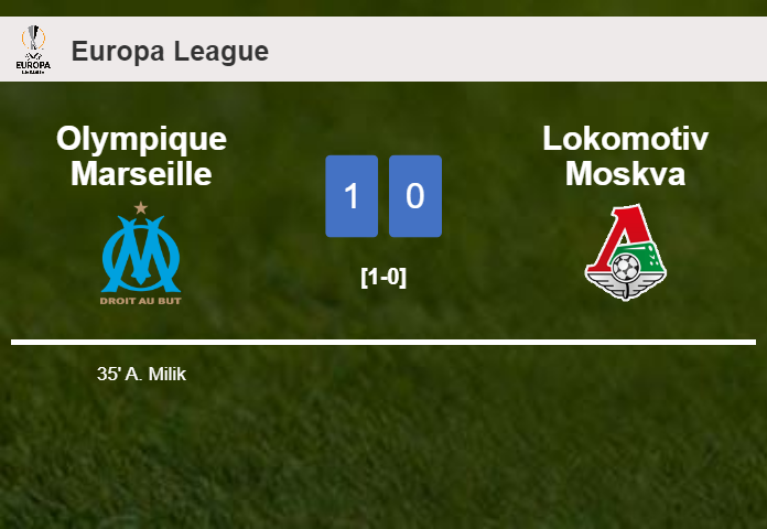Olympique Marseille tops Lokomotiv Moskva 1-0 with a goal scored by A. Milik