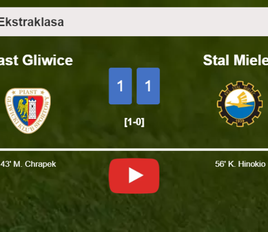 Piast Gliwice and Stal Mielec draw 1-1 on Saturday. HIGHLIGHTS