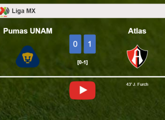 Atlas conquers Pumas UNAM 1-0 with a goal scored by J. Furch. HIGHLIGHTS