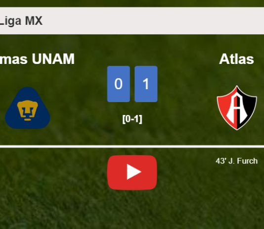 Atlas conquers Pumas UNAM 1-0 with a goal scored by J. Furch. HIGHLIGHTS