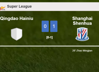 Shanghai Shenhua defeats Qingdao Hainiu 1-0 with a goal scored by Z. Mingjian