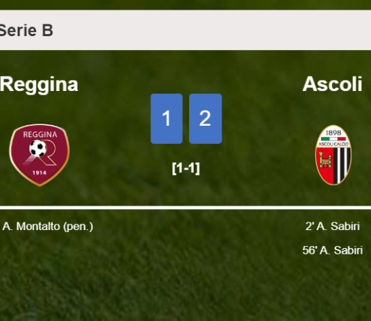 Ascoli defeats Reggina 2-1 with A. Sabiri scoring a double