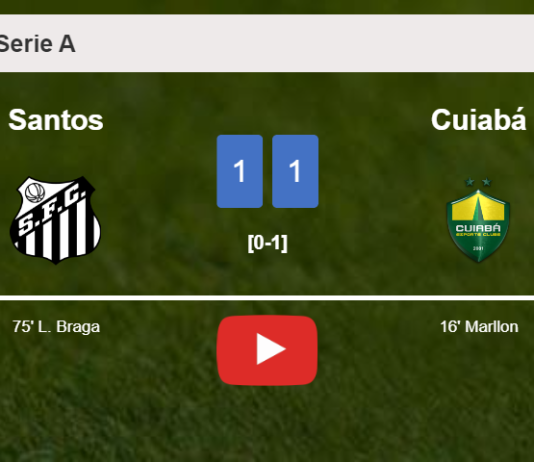 Santos and Cuiabá draw 1-1 on Thursday. HIGHLIGHTS