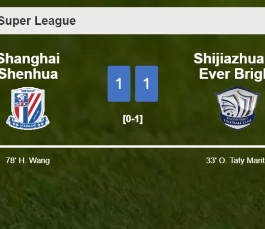Shanghai Shenhua and Shijiazhuang Ever Bright draw 1-1 on Tuesday