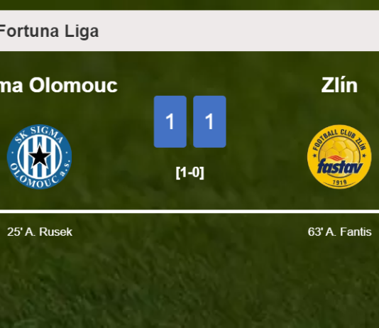 Sigma Olomouc and Zlín draw 1-1 on Sunday