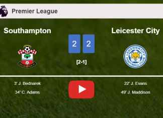 Southampton and Leicester City draw 2-2 on Wednesday. HIGHLIGHTS