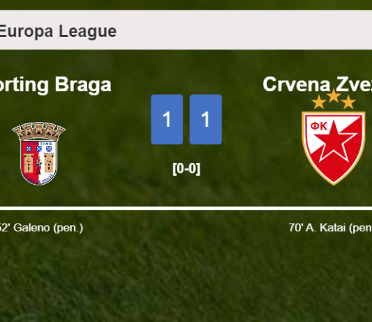 Sporting Braga and Crvena Zvezda draw 1-1 on Thursday