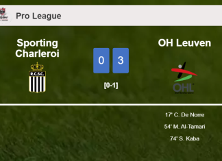 OH Leuven defeats Sporting Charleroi 3-0