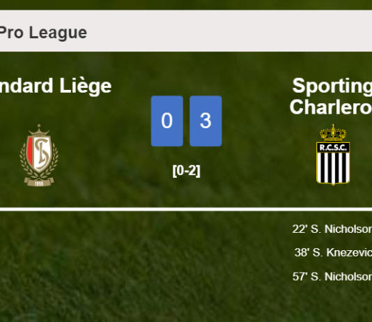 Sporting Charleroi wipes out Standard Liège with 2 goals from S. Nicholson