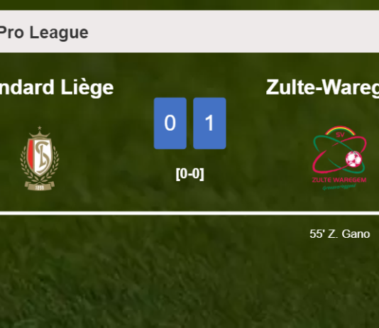 Zulte-Waregem beats Standard Liège 1-0 with a goal scored by Z. Gano