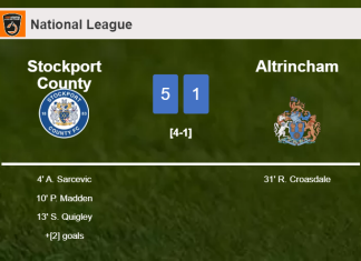 Stockport County crushes Altrincham 5-1 with an outstanding performance