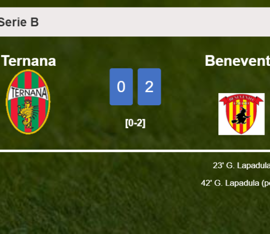 G. Lapadula scores a double to give a 2-0 win to Benevento over Ternana