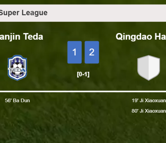 Qingdao Hainiu beats Tianjin Teda 2-1 with J. Xiaoxuan scoring 2 goals