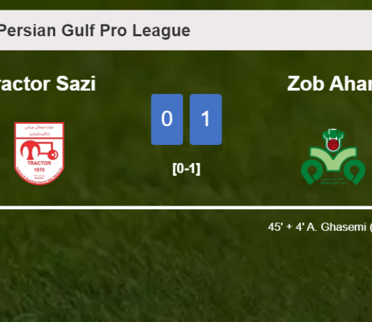 Zob Ahan beats Tractor Sazi 1-0 with a goal scored by A. Ghasemi