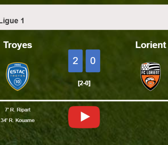 Troyes defeats Lorient 2-0 on Wednesday. HIGHLIGHTS
