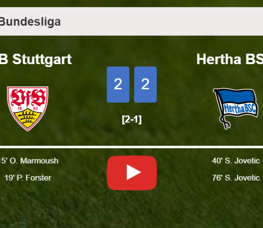 Hertha BSC manages to draw 2-2 with VfB Stuttgart after recovering a 0-2 deficit. HIGHLIGHTS