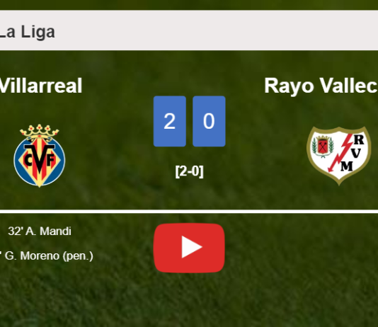 Villarreal tops Rayo Vallecano 2-0 on Sunday. HIGHLIGHTS