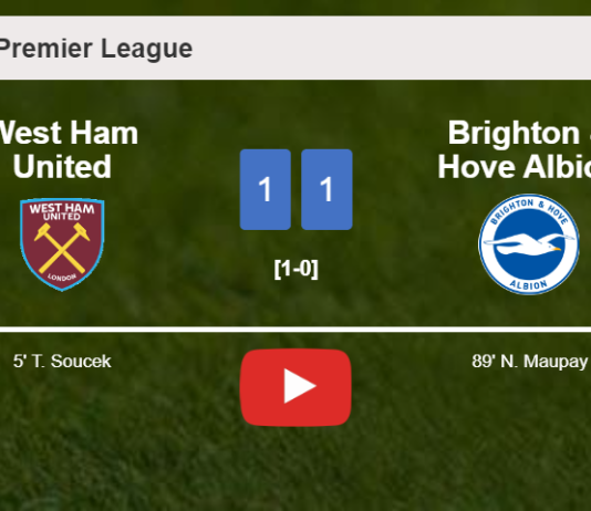 Brighton & Hove Albion steals a draw against West Ham United. HIGHLIGHTS