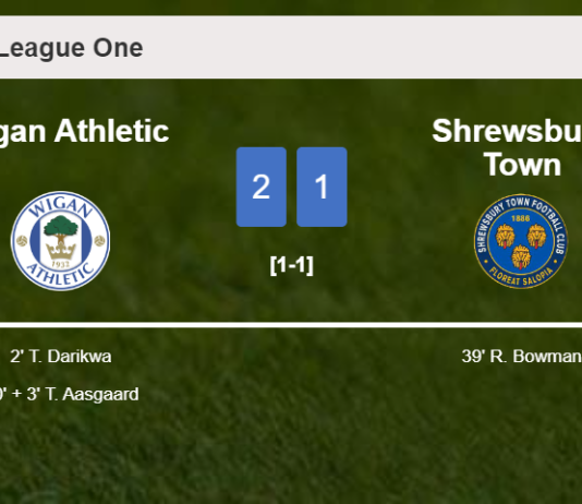 Wigan Athletic snatches a 2-1 win against Shrewsbury Town