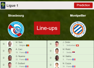 PREDICTED STARTING LINE UP: Strasbourg vs Montpellier - 16-01-2022 Ligue 1 - France