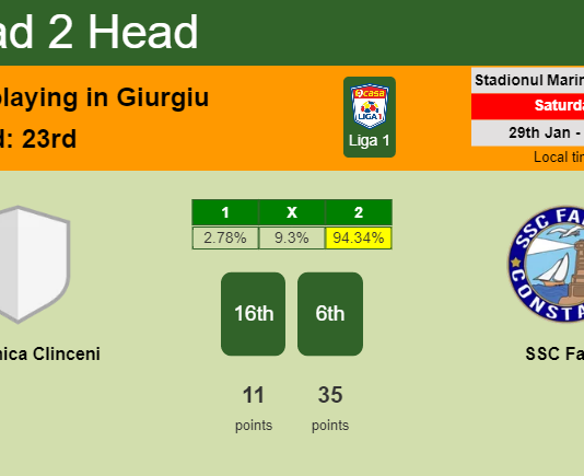 H2H, PREDICTION. Academica Clinceni vs SSC Farul | Odds, preview, pick, kick-off time 29-01-2022 - Liga 1