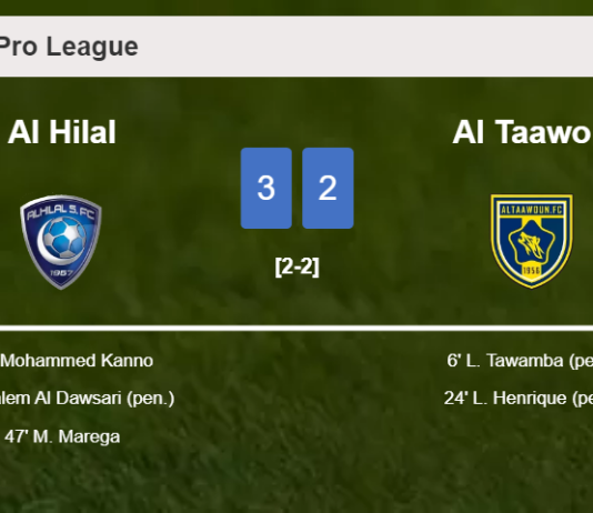 Al Hilal overcomes Al Taawon after recovering from a 0-2 deficit