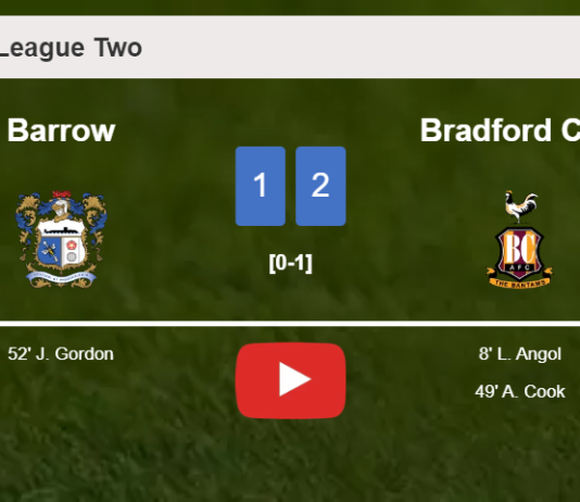 Bradford City overcomes Barrow 2-1. HIGHLIGHTS